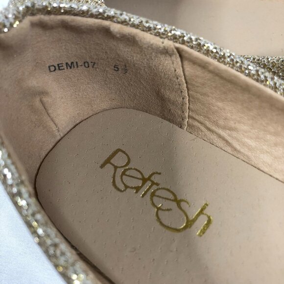 Refresh Womens Ballet Flats Slip On Gold Sparkle Glitter Size 5.5 - Picture 5 of 5